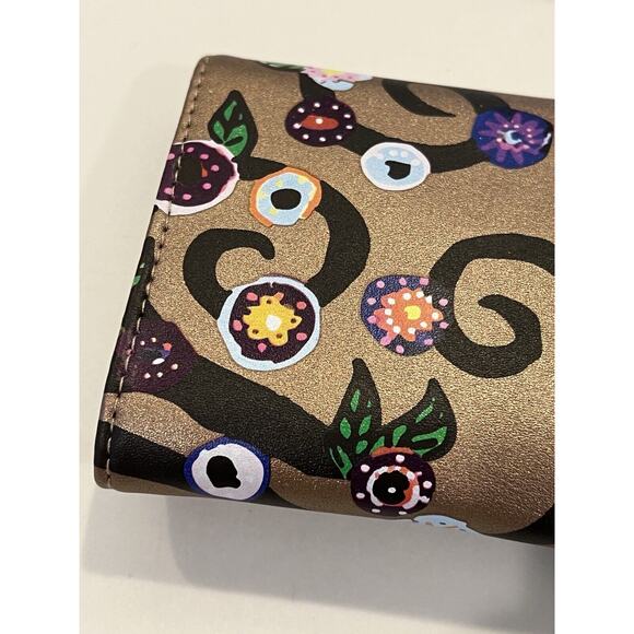 NEW St Jude Rose Metallic Gold Trifold Travel Jewelry Case Pouch Flower Vine - Picture 6 of 9